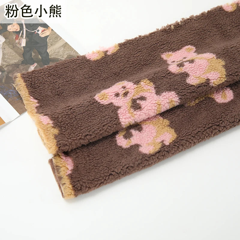 Thickened Short Hair Plush Fabric By The Meter for Needlework Autumn Coat Hoodies Dolls Diy Sewing Cloth Warm Soft Bear Plaid