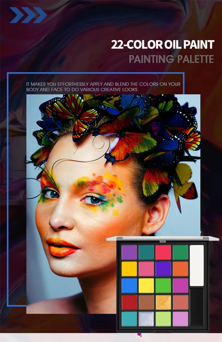 22 Color Face Body Painting Kit for Kids Adults,Face Paint Makeup Palette with Brush,Halloween Carnival Artist Cosplay Art Party
