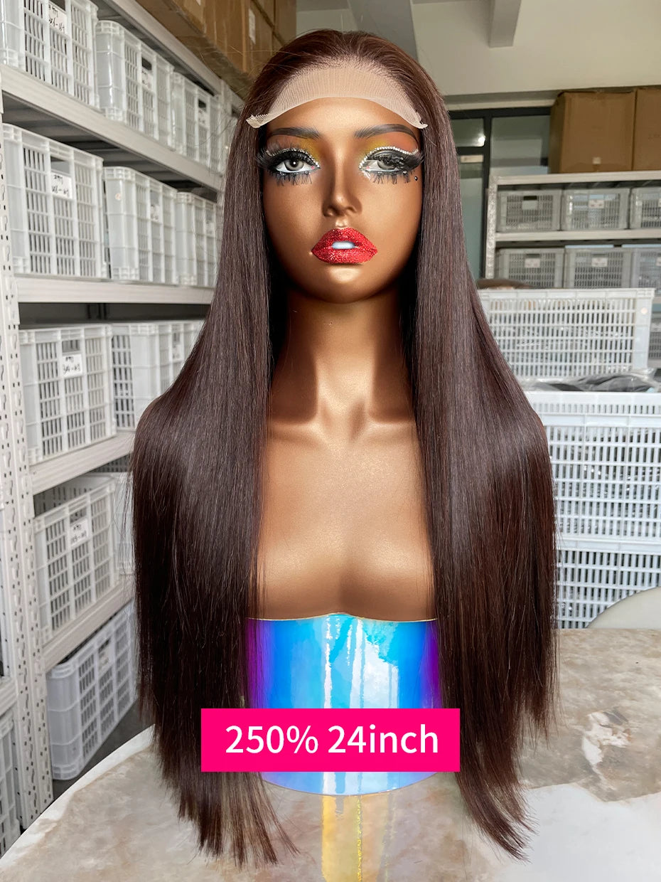 20 22 24 Inch 5x5 Transparent Bone Straight #2 Color 13x4 13x6 Lace Frontal Wig 250 Density Vietnamese Human Hair Wigs For Women