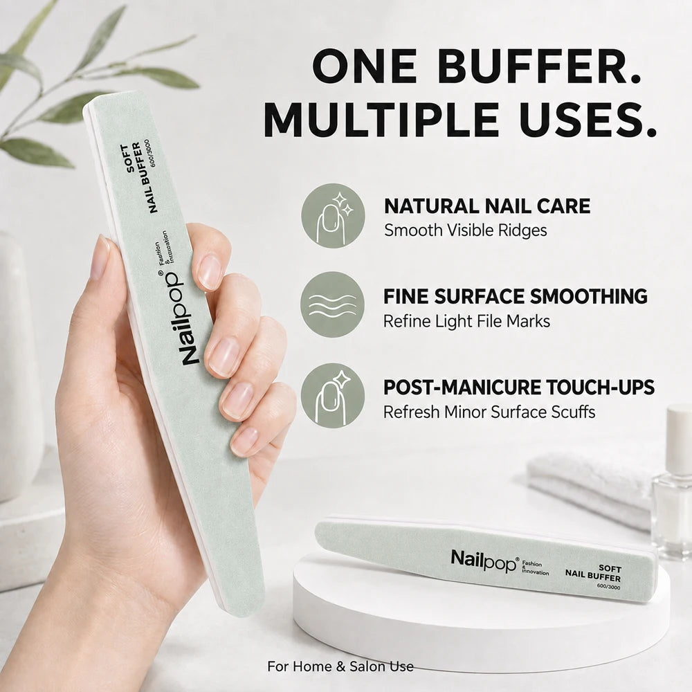 Soft Eva Dual Sided Nail Buffer Block 600/3000 Grit Washable Reusable Nail File Natural Nail Polishing Tool For Salon Manicure