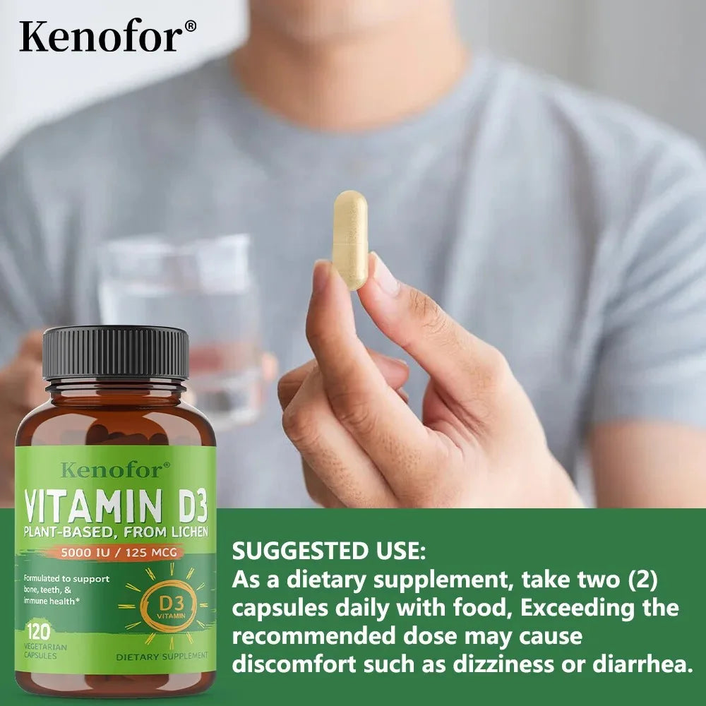 Vitamin D3 5000IU Capsules - Support Brain, Heart, Joint, Bone & Skin Health, Antioxidant, Immunity Boost Supplement