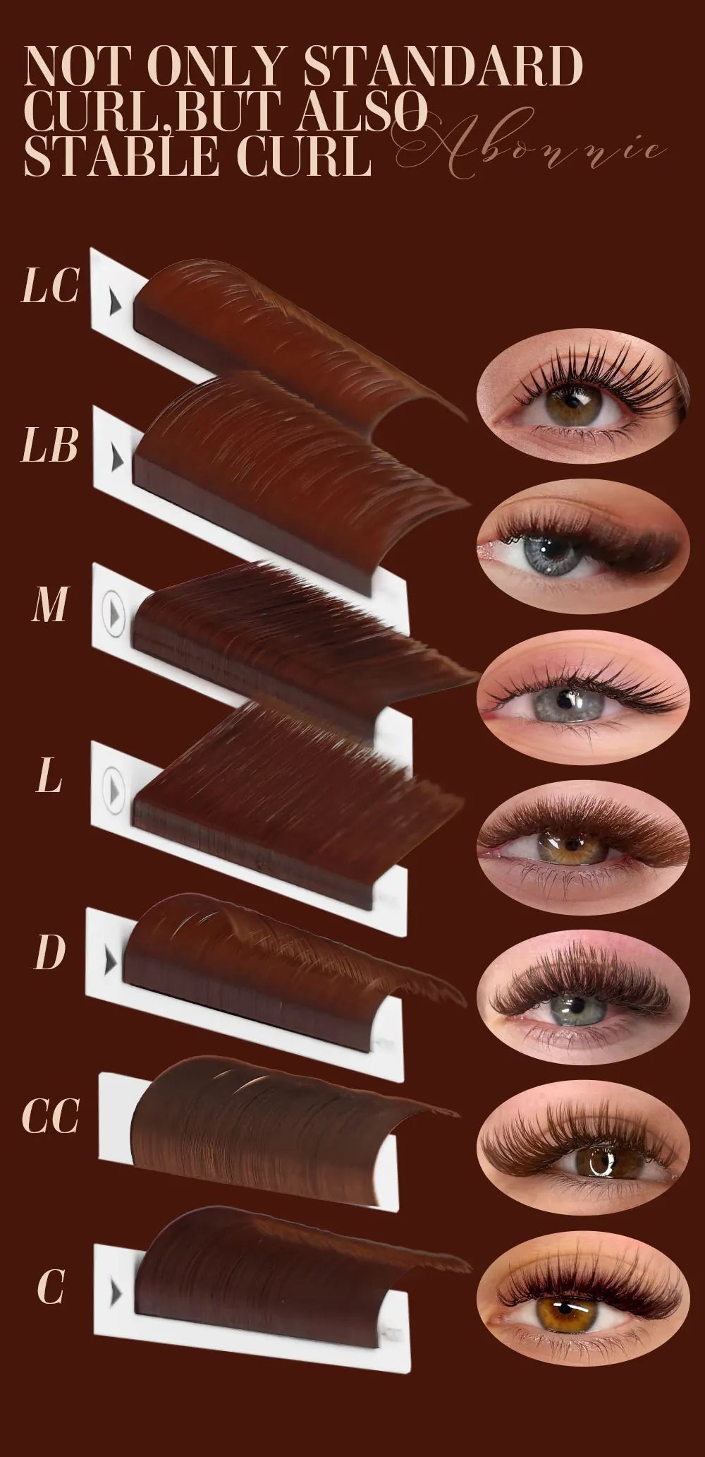 Abonnie LB Lashes Brown Classic Eyelash Extensions Russian Volume Lashes Fluffy Eyelash for Anime Eyelashes