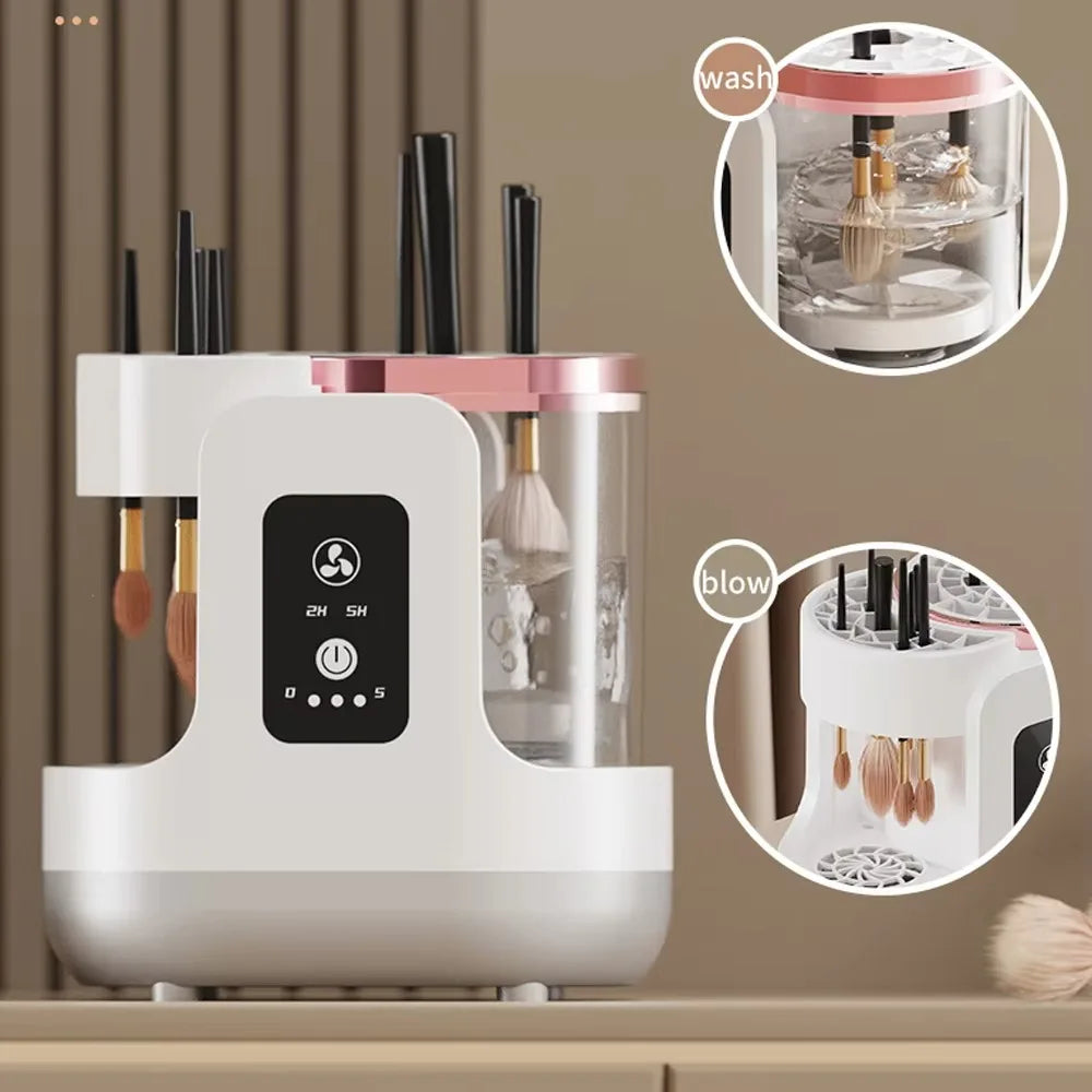 Electric Makeup Brush Cleaner, Quick Dry Brush Cleaner & Makeup Tool Cleaner,2 in 1 Washing and Air Drying,Plug and Play
