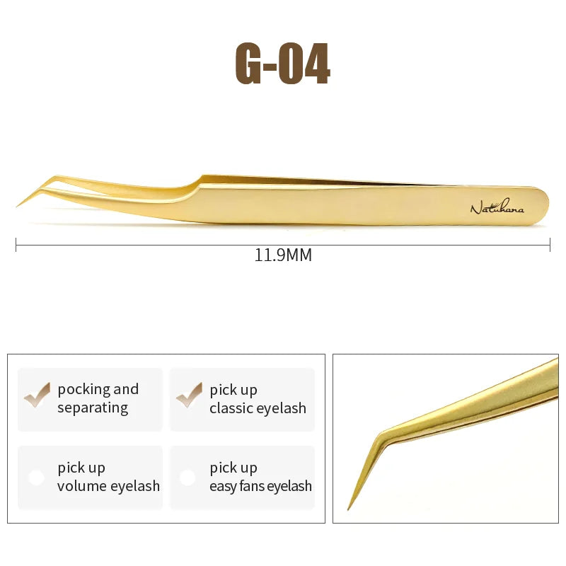 NATUHANA Professional for 3D Tweezers Stainless Steel Volume Eyebrow Tweezer False Eyelash Extension Tweezers for Makeup Tools