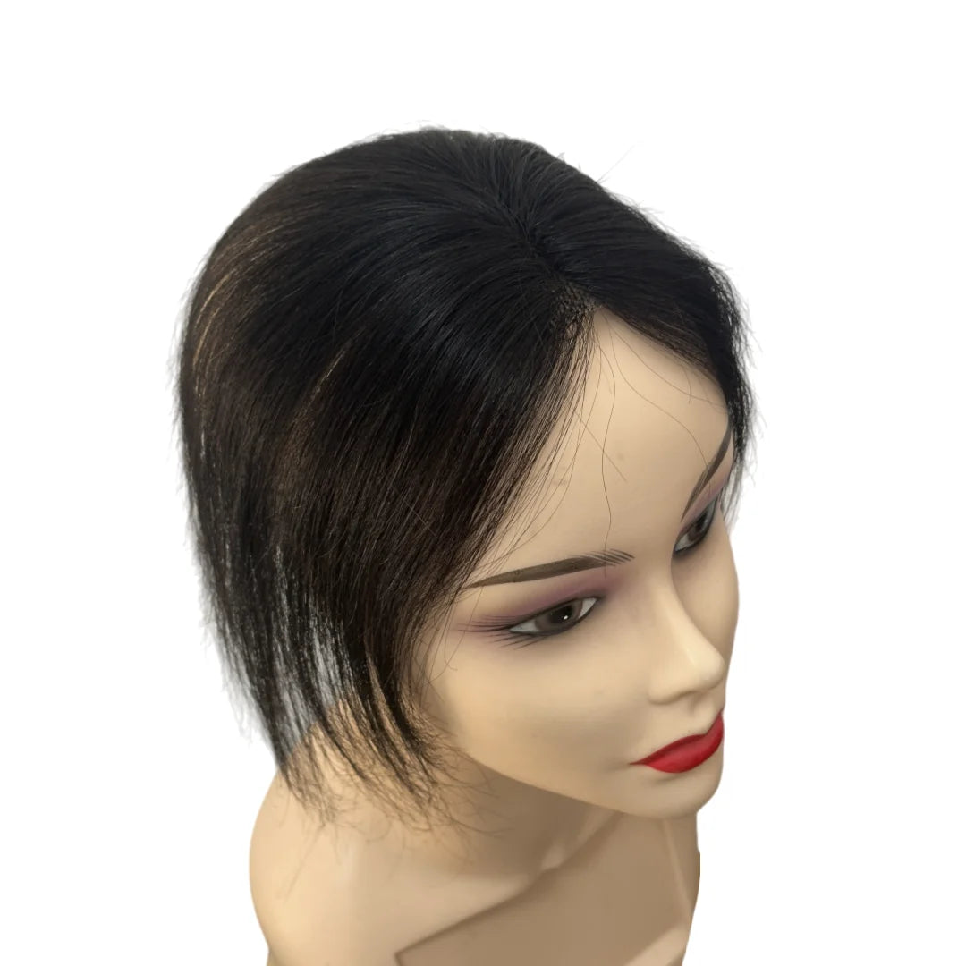 Invisible Human Hair Topper With Bangs Magic Tape Design Handmade Forehead Hairline Lace No Clips Bangs New Style