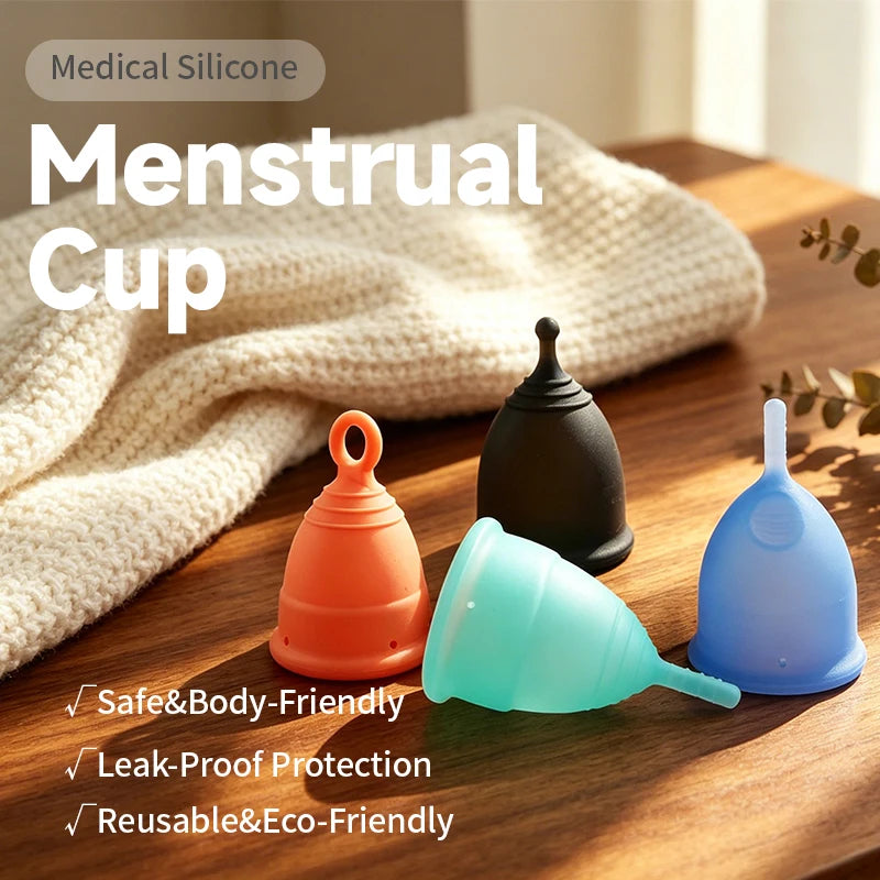 Feminy Menstrual Cup L - Medical Grade Silicone Soft Vaginal Tampon for Women Period Cup Certified Safe for Female Hygiene
