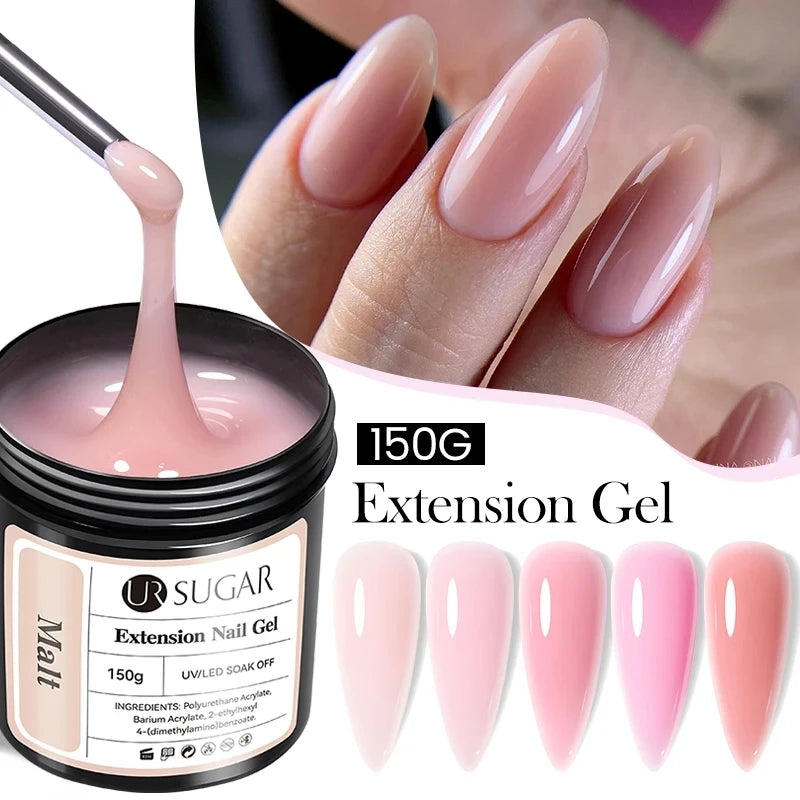 UR SUGAR 150g Jelly Gel Nail Extension Gel Milky White Nude Pink Quick Building UV Nail Hard Gels Self Leveling Construction Gel