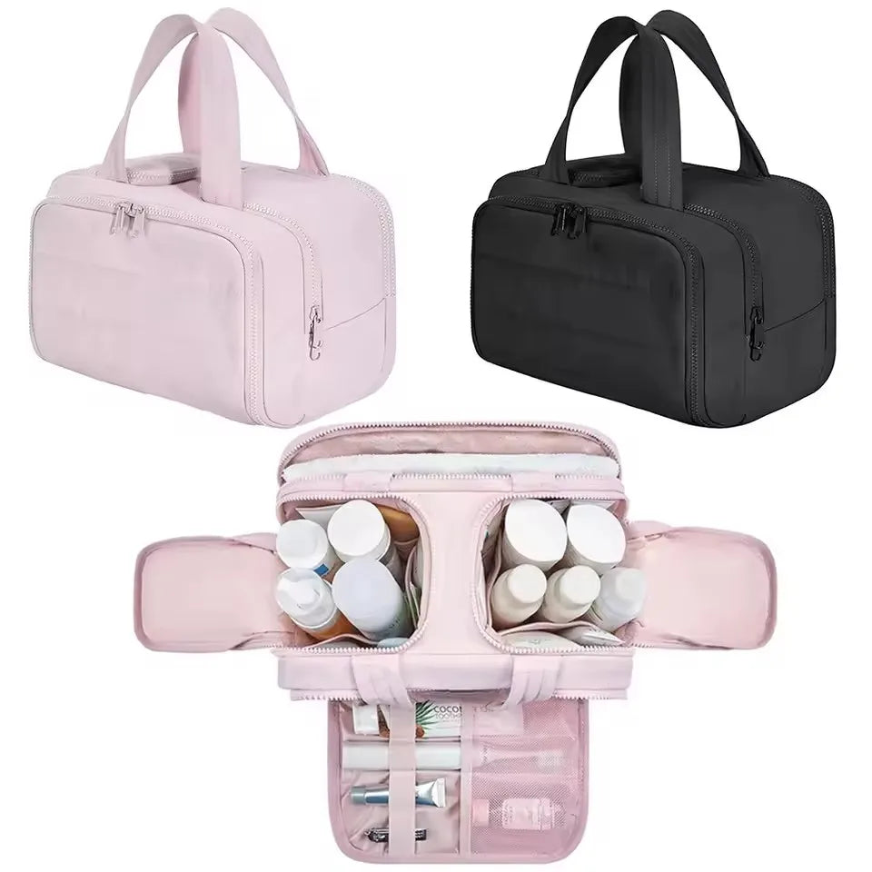 Large capacity waterproof makeup and toiletries handbag for women's travel bathroom shower and makeup storage bag