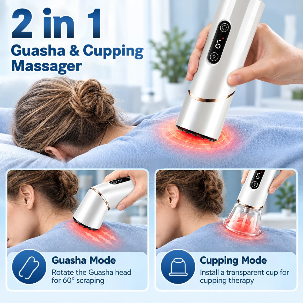 Rotatable Suction Cupping Set Beauty Massager with 6 Glass Jars Anti Cellulite Cupping Vacuum Slimming Red Light Guasha Massage