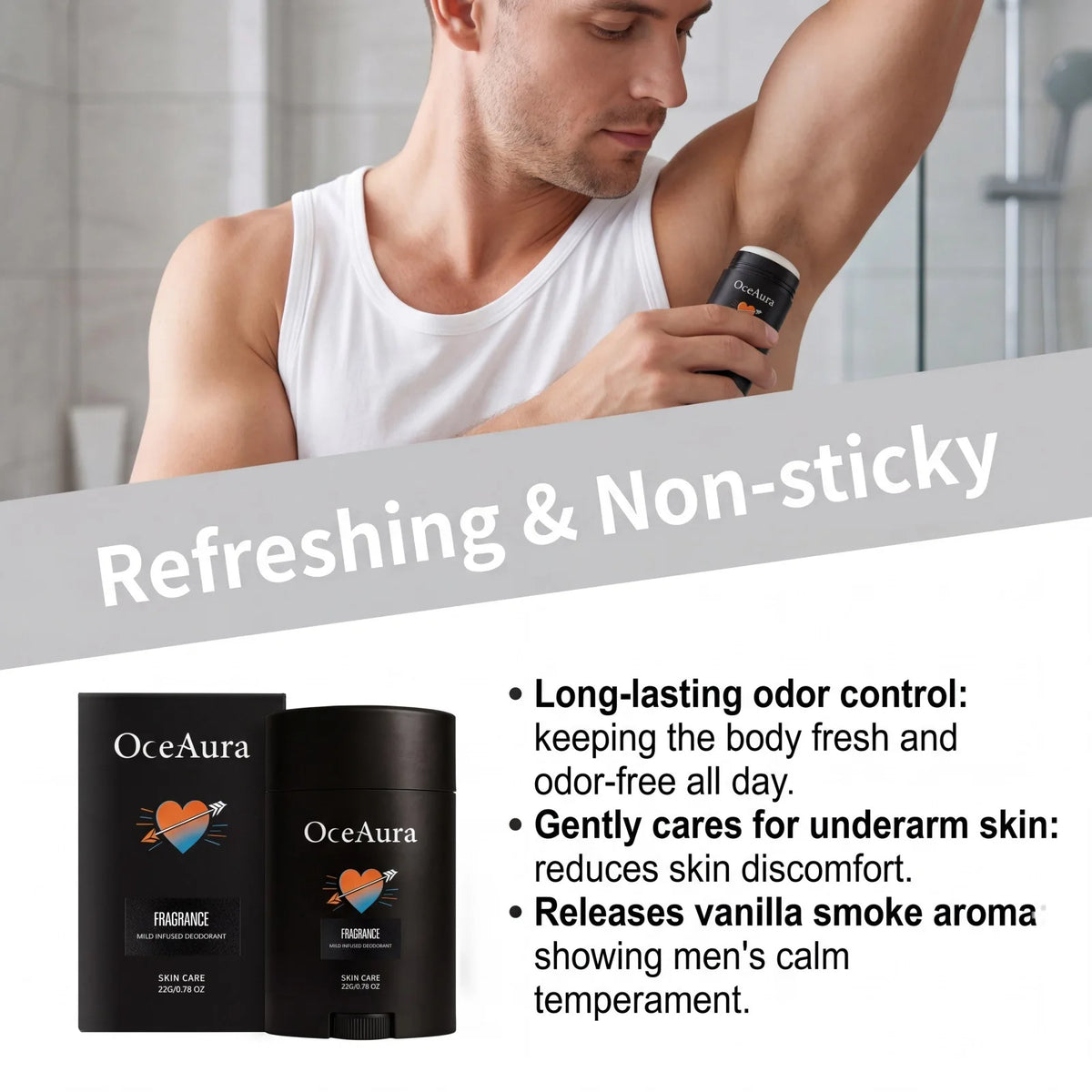 Men Deodorant Stick Anti Sweating Sweat And Odor Protection Lasting Fragrance Armpit All-Day Dry 48-Hour Underarm Refresh Sticks
