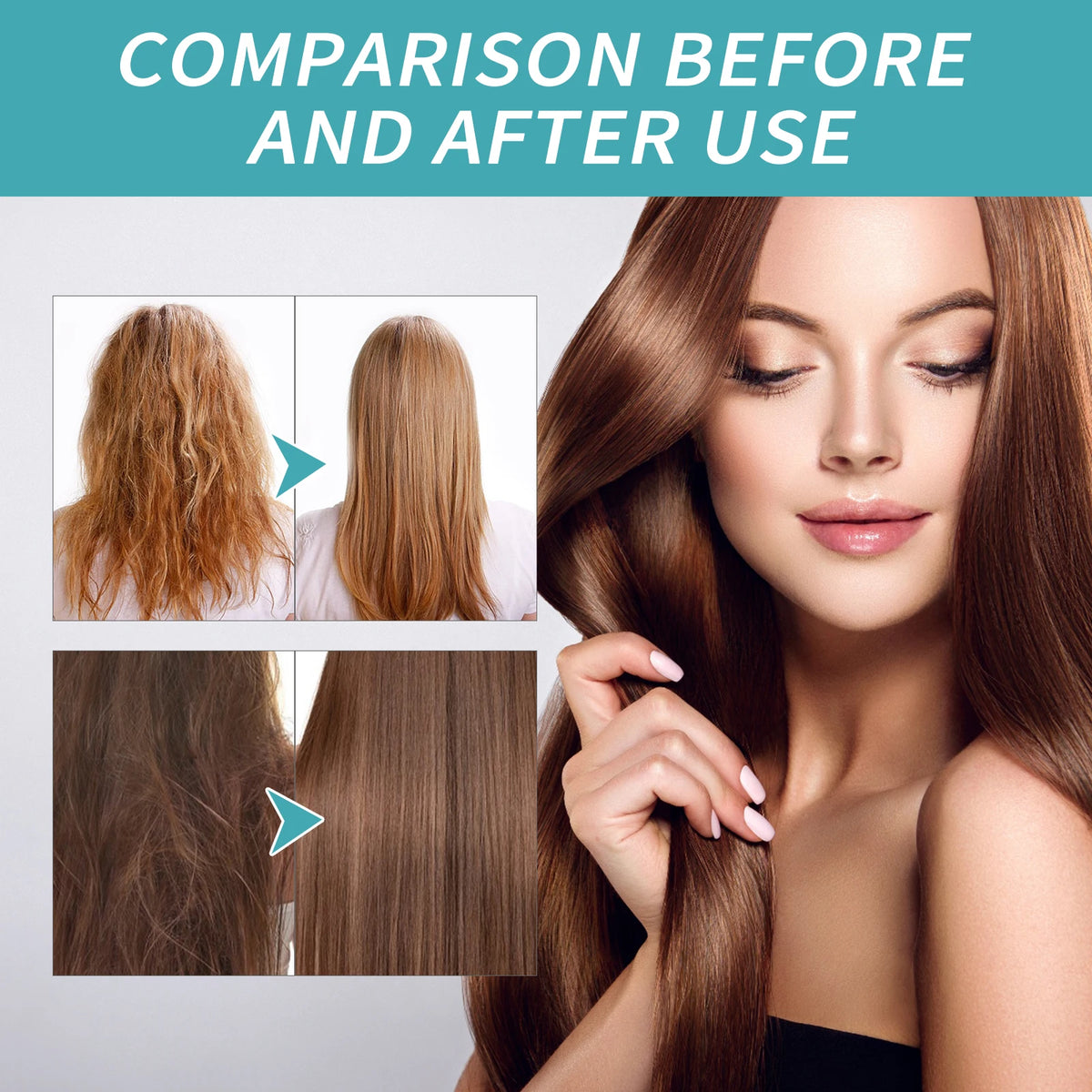 Collagen Smoothing Hair Straightening Cream for Dry Frizzy Hair No Flat Iron Needed Deep Repair Shine Leave In Conditioner 100ml