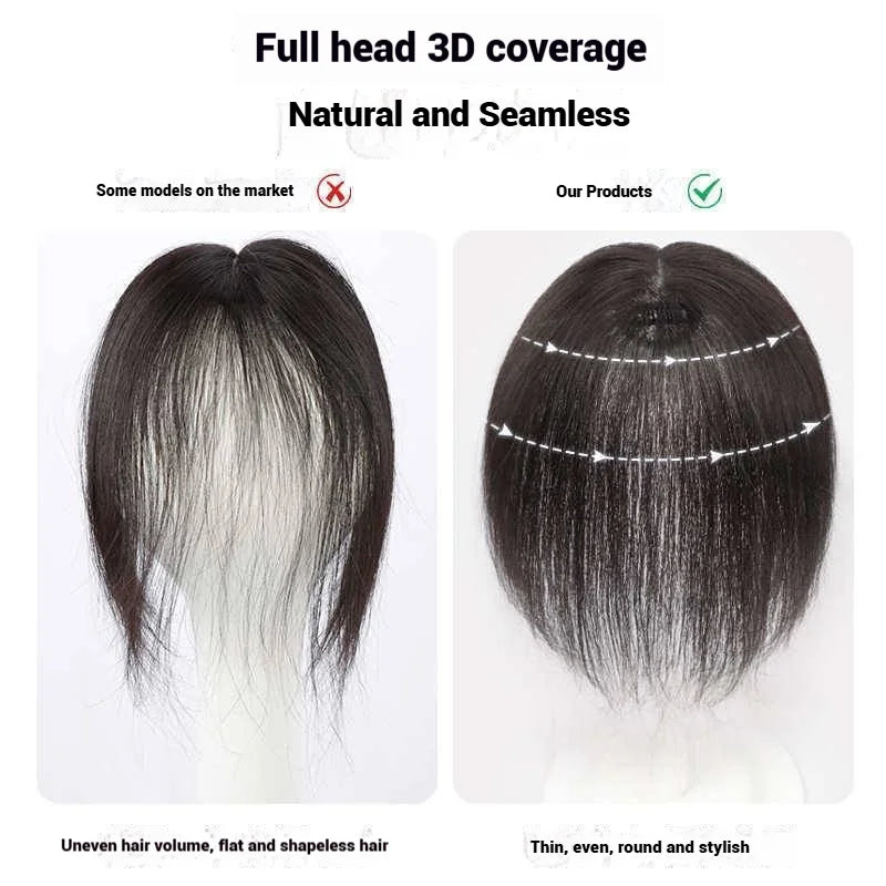7x10cm Breathable Lace Human Hair Toppers 10 Inch Invisible Clip In Bangs for Women Natural Hairpieces Cover Thinning Hair Daily