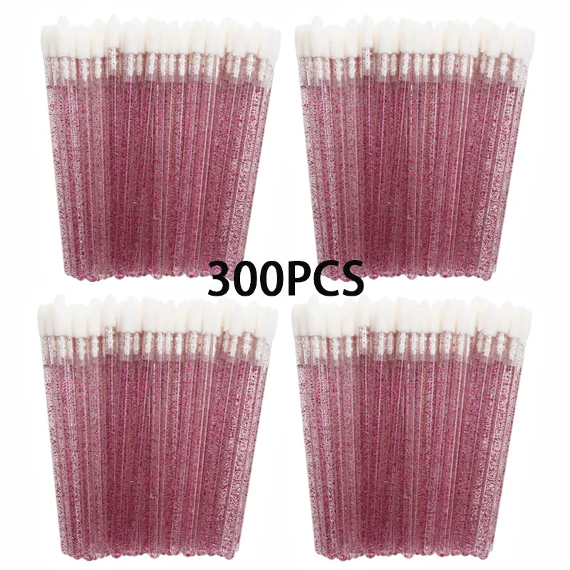 300/500PCS Crystal Lip Brushes Set Lipstick Gloss Wands Applicators For Eyelash Extension Makeup Brush Beauty
