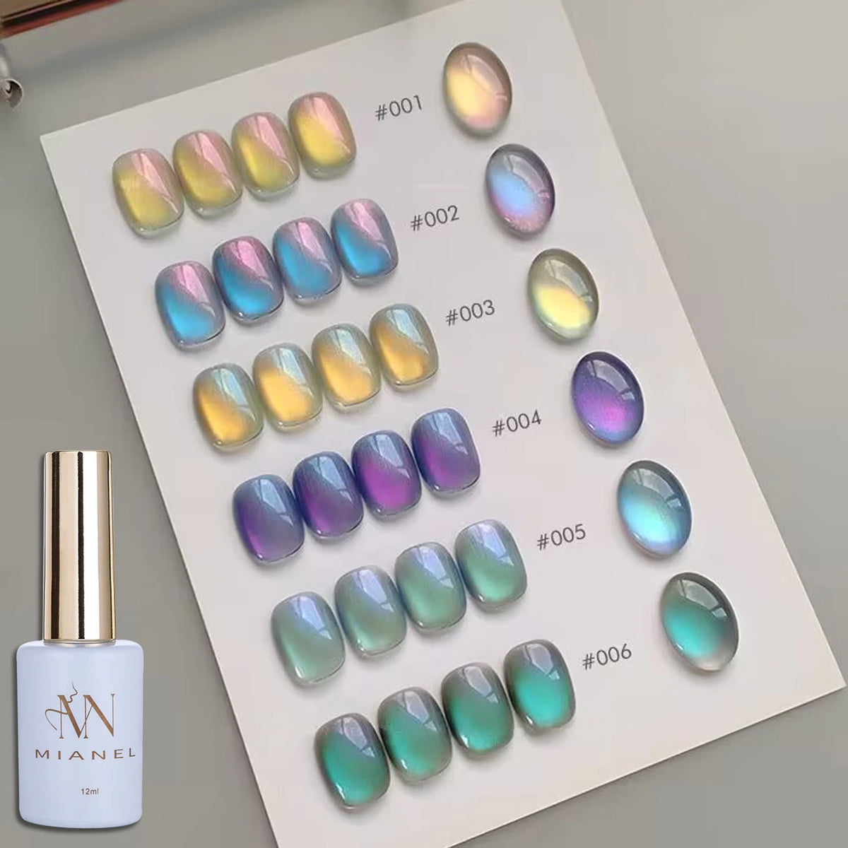 MIANEL 2026 New 12ML Aurora Night Cat Eye Gel Nail Polish Flash Sparkle Holographic Crystal Dual Light Silk Glass Bead Nail Art