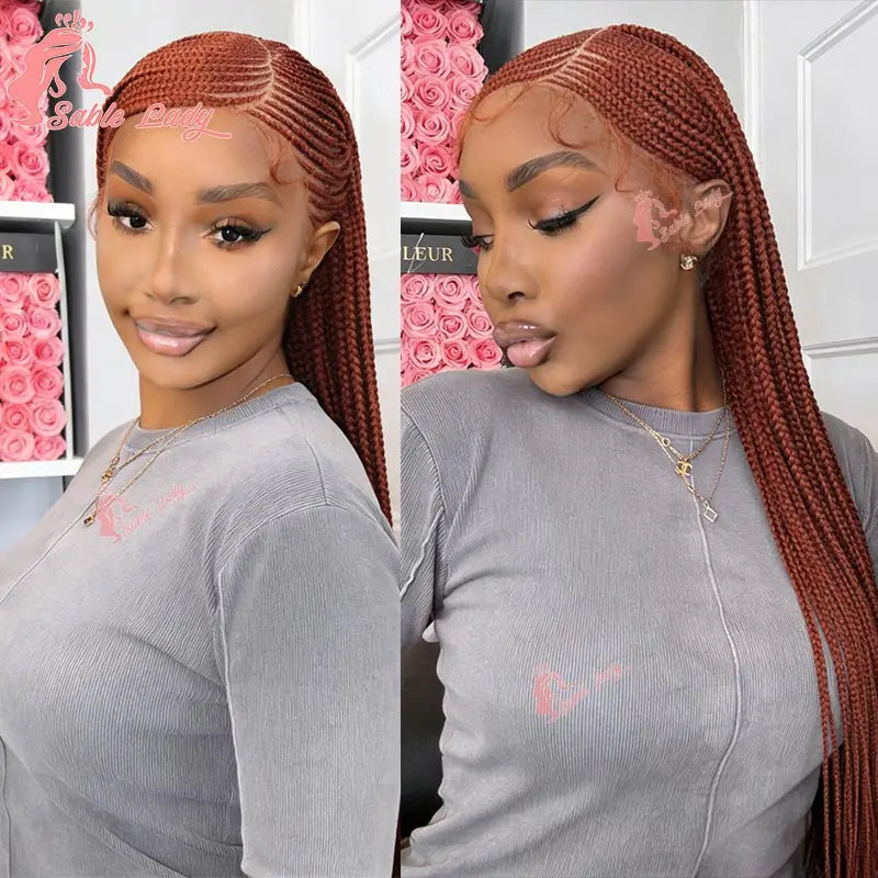 Faux Locs Crochet Cornrow Braided Wig Synthetic Full Lace Knotless Box Braids Wig Side Part Lace Wig Box Braided Wig for Women
