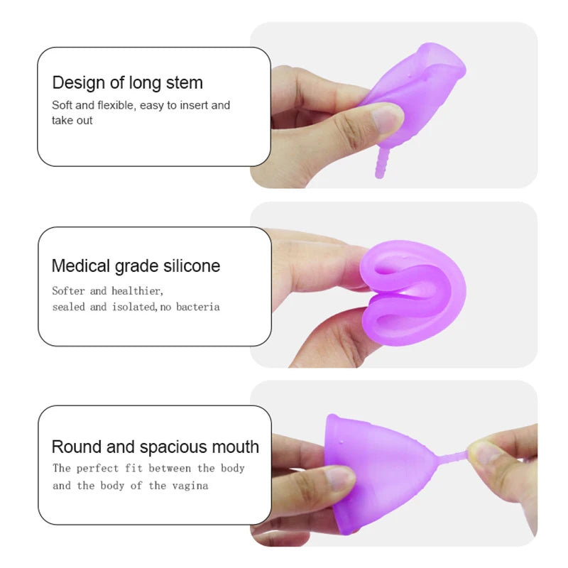 Feminy Menstrual Cup L - Medical Grade Silicone Soft Vaginal Tampon for Women Period Cup Certified Safe for Female Hygiene