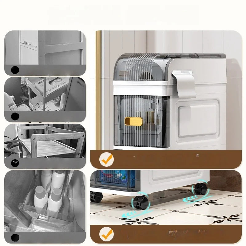 18cm Narrow Storage Cabinet, Multi-Tier Slim Organizer for Bathroom/Living Room, Holds Towel/Tissue/Cosmetic, Space-Saving Shelf