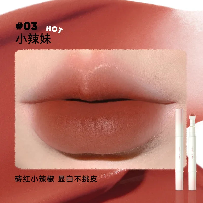 Judydoll Hydrating Non-sticky Lip Powder Cream Cushion Lipstick Matte Lip Stain White Lipsticks Light Lines Lip Clay Cosmetics