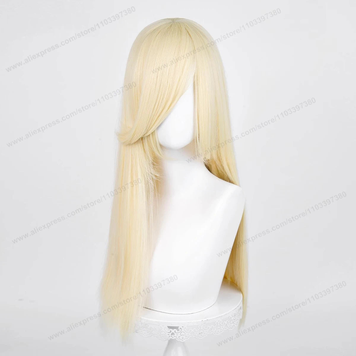 60cm Long Straight Cosplay Synthetic Wig With Bangs Golden Yellow Green Blonde Purple Heat Resistant Hair Anime Wigs + Wig Cap