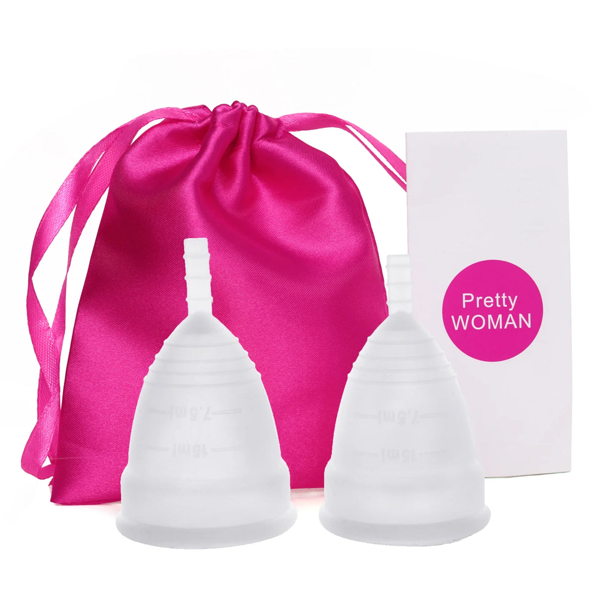 2 Pcs Feminine Hygiene Menstrual Silicone Cup Medical Silicone Menstrual Cup Lady Women Period Cup Copa Menstrual