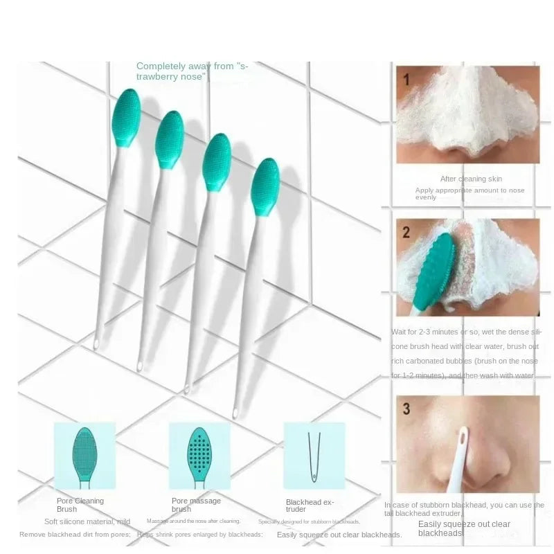 1-5pcs Skin Care Lip Exfoliating Facial Cleansing Face Scrub Nose Brush Blackhead Remove Silicone Double-Sided Skin Care Tool