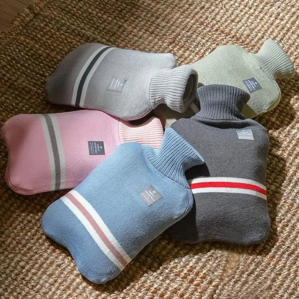 Hot Water Bottle with Knitted Cover Durable 1L/2L Hot Water Bag for Pain Relief Hot Cold Therapy Hand Feet Warmer Women Gifts