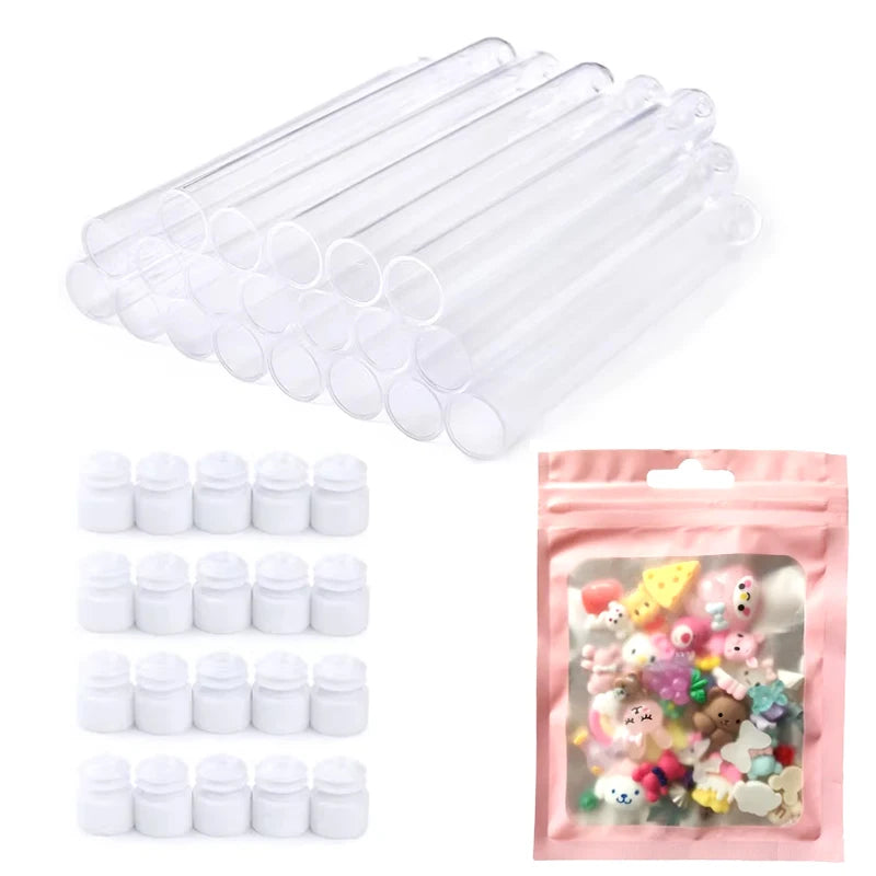 20Pcs DIY Christmas Eyelash Brush Tube Reusable Eyebrow Brush Dust-proof Lash Extension Supplies Stick Resin Decoration Handmade
