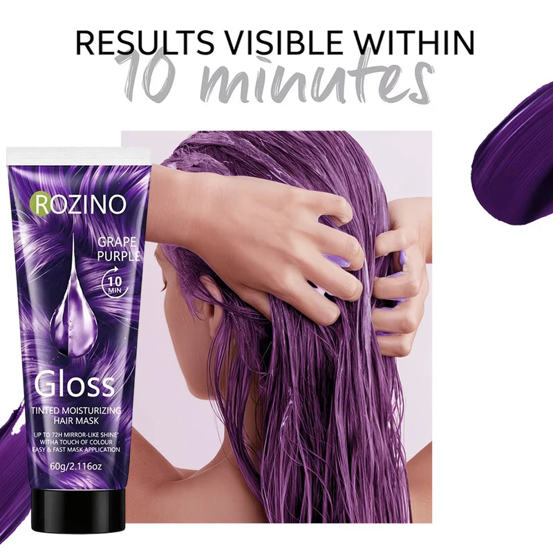 1/2/3 Tubes of Dazzling Grape Purple Color-Enhancing, Smooth and Moisturizing Hair Mask, Quick Semi-Permanent Color in 10 Minutes, Improves Dryness and Frizz after Dyeing, Deeply Repairs Damaged Hair after Dyeing, Gently Mois