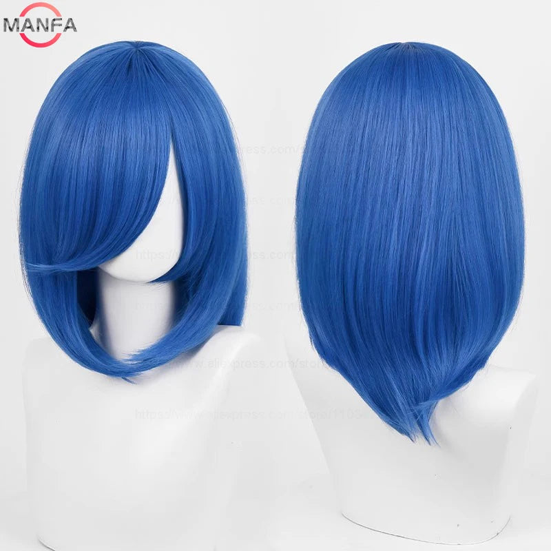 40cm Medium Basic Anime Cosplay Wig Bang Blond  Black White Red Pink Green Brown Gold Blue Heat Resistant Synthetic Hair Wigs