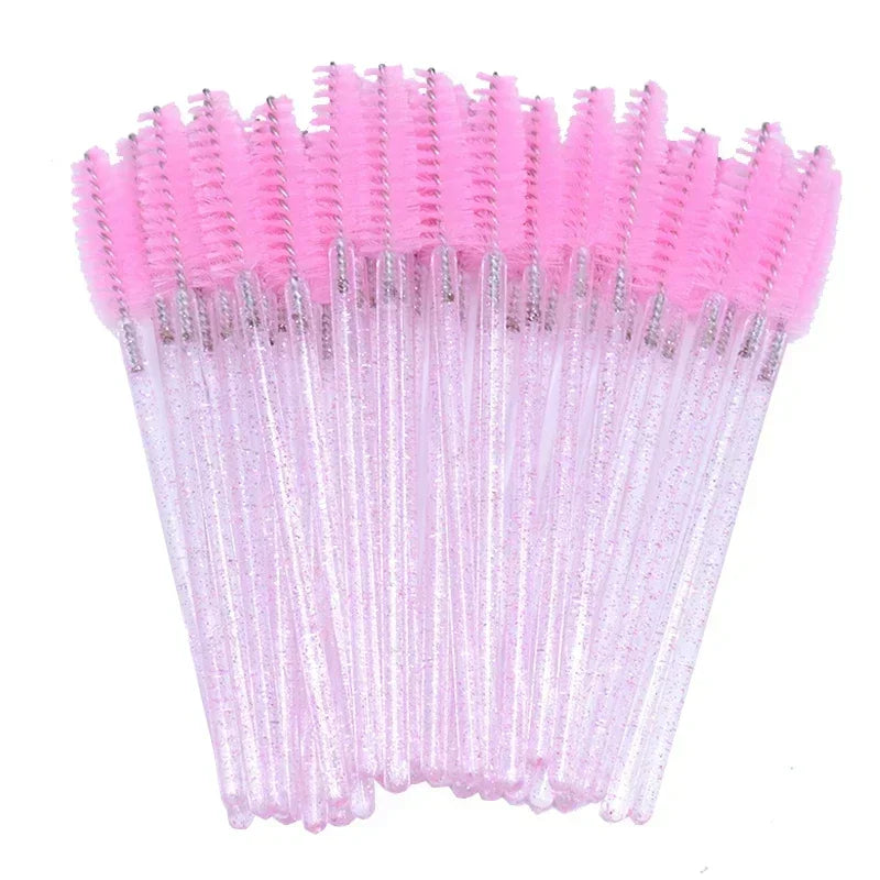 2025 Trend 100Pcs Disposable Mascara Wands -Lash Spoolies, Crystal Eyebrow Brush for Eyelash Extensions & Makeup Grooming