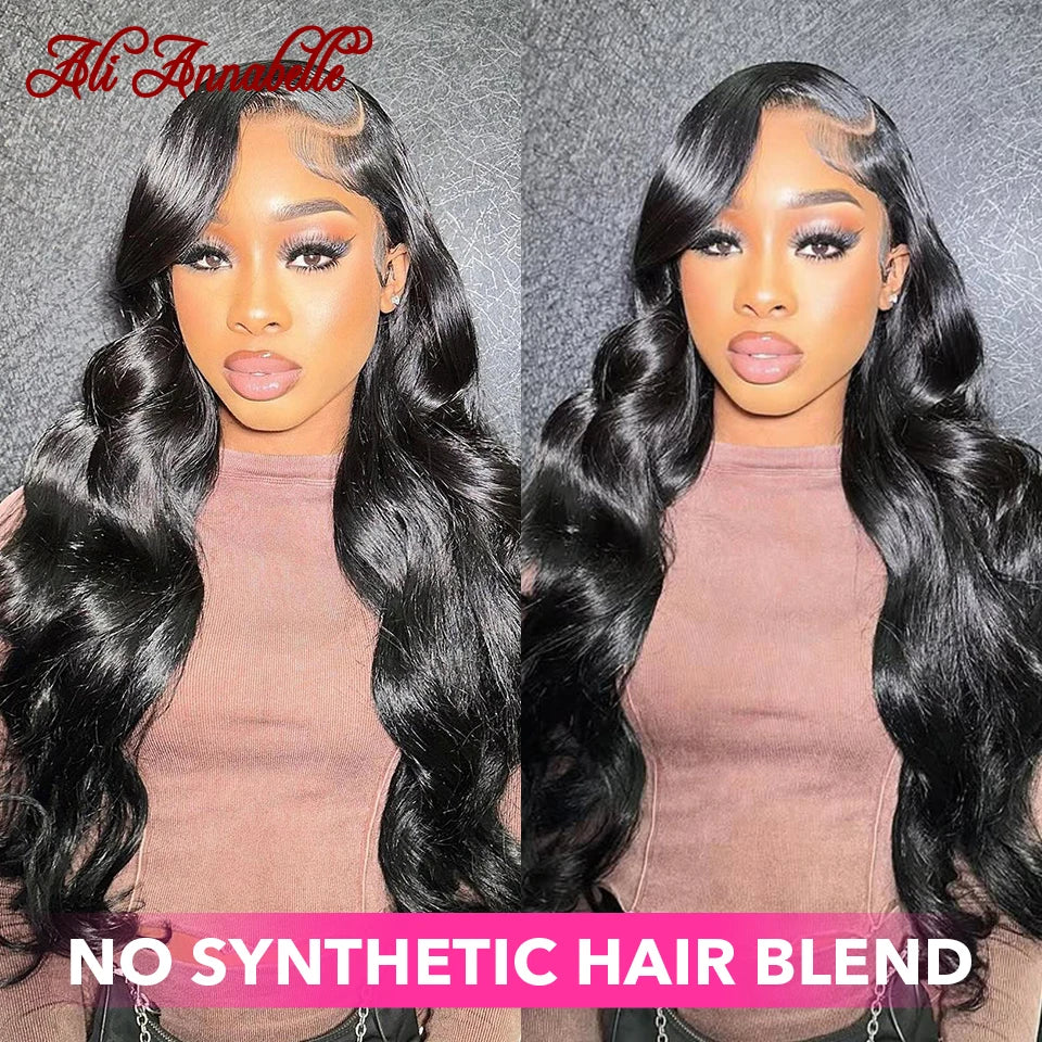 Ali Annabelle Glueless Body Wave Human Hair Wigs 6x5 Pre Cut Glueless Wig Full Lace Frontal Wigs Preplucked Hair Wigs Human Hair