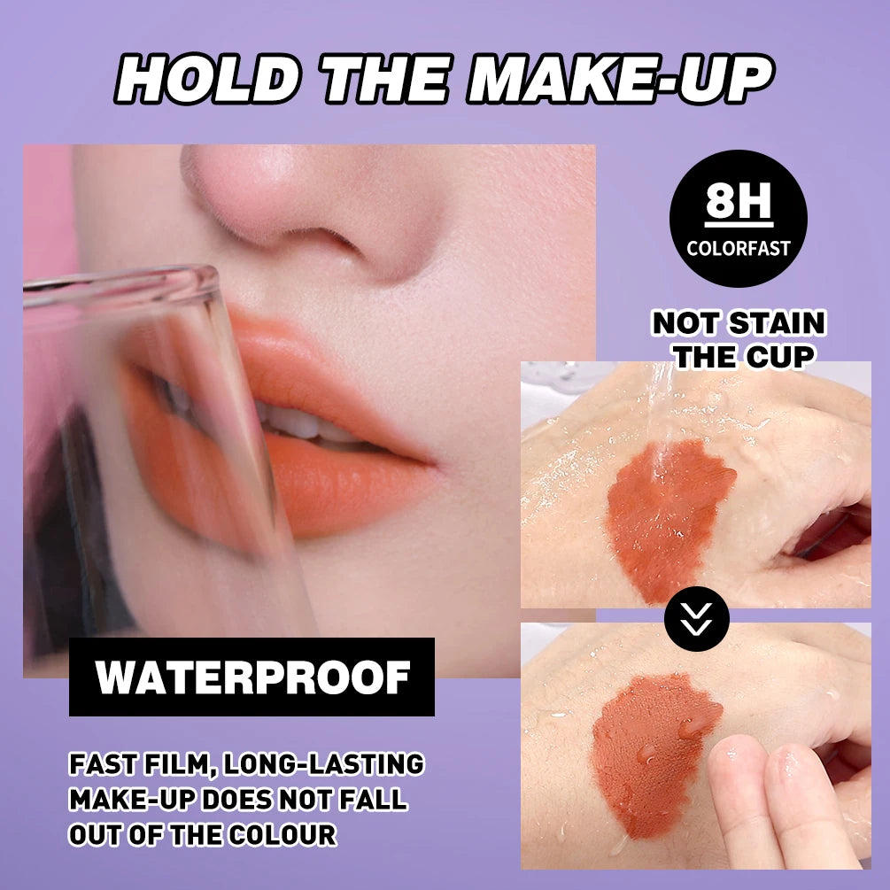 QIBEST Halloween Liquid Lipstick Makeup Sets Waterproof Matte Lipstick Red Black Orange Purple Lip Stain Tint Lasting Cosmetics