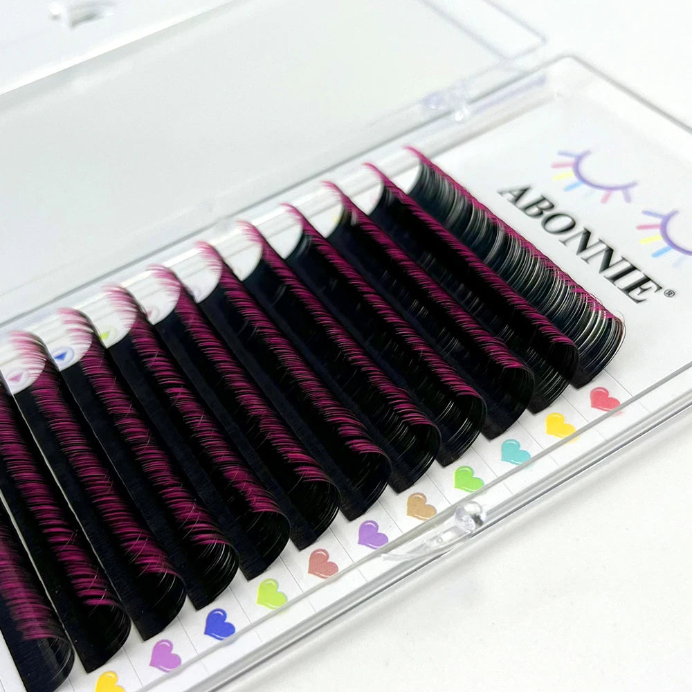 ABONNIE Wine Red Color Eyelash Extension Premium Cashmere Burgundy Lashes Individual Mink False Eyelashes