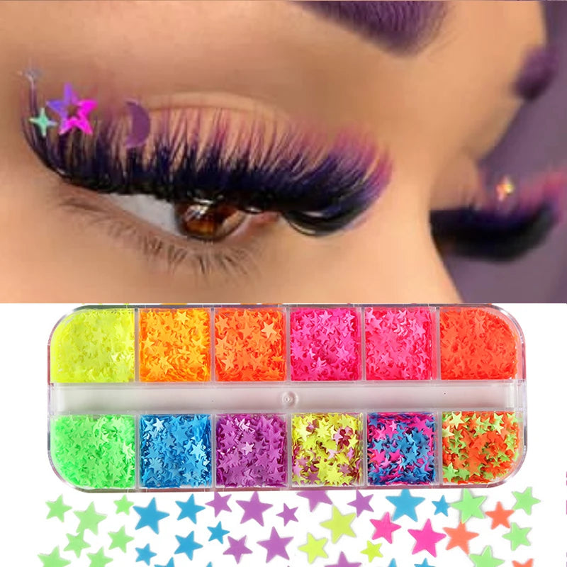 Domi Glitter False Eyelashes Butterfly Flower Colorful Diamond Individual Fairy Spike Lash For Halloween Christmas Party Makeup