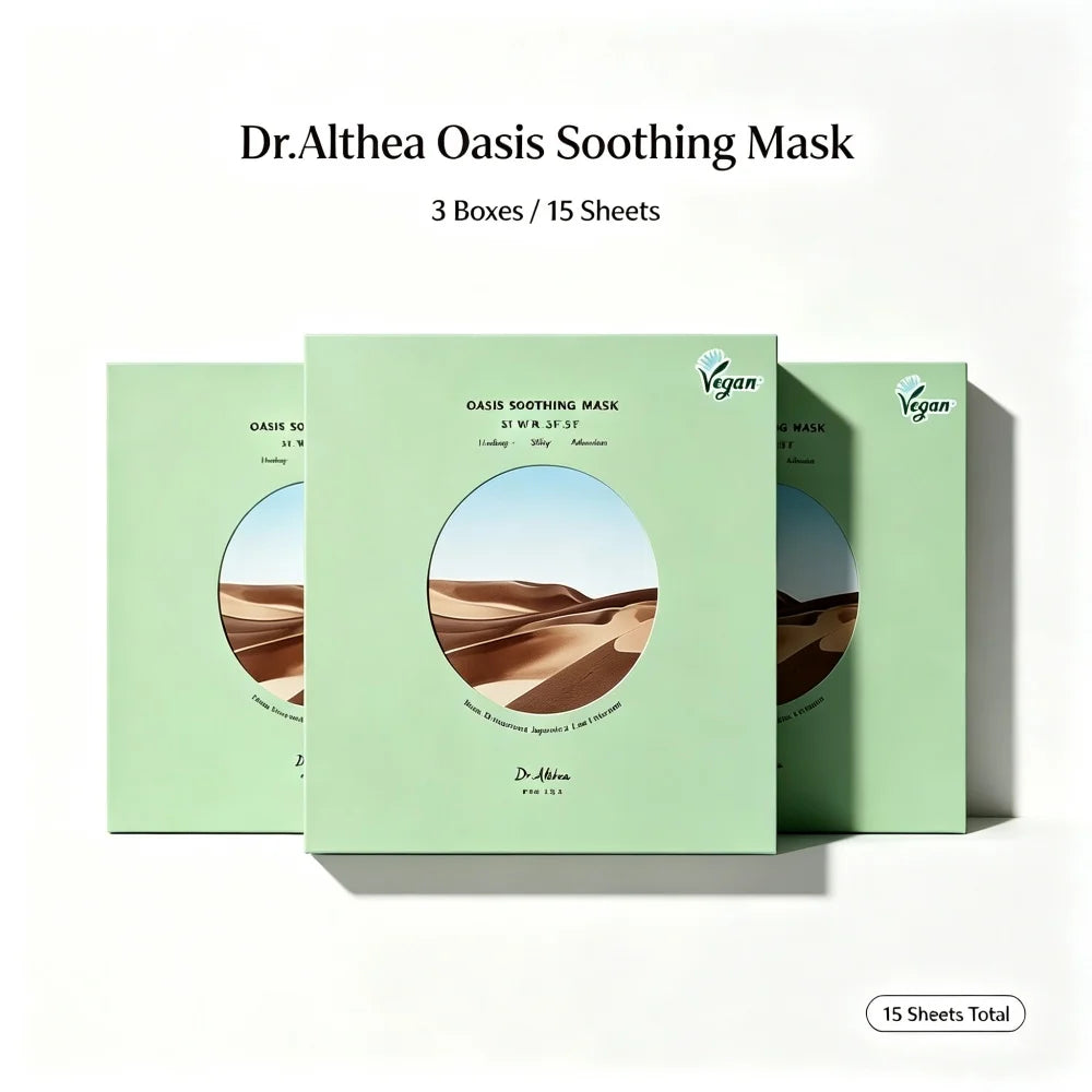 Dr.Althea Oasis Soothing Face Mask 5pcs Vegan, Resurrection Plant Hydrating Mask Sheet for Dry Sensitive & After Sun Skin