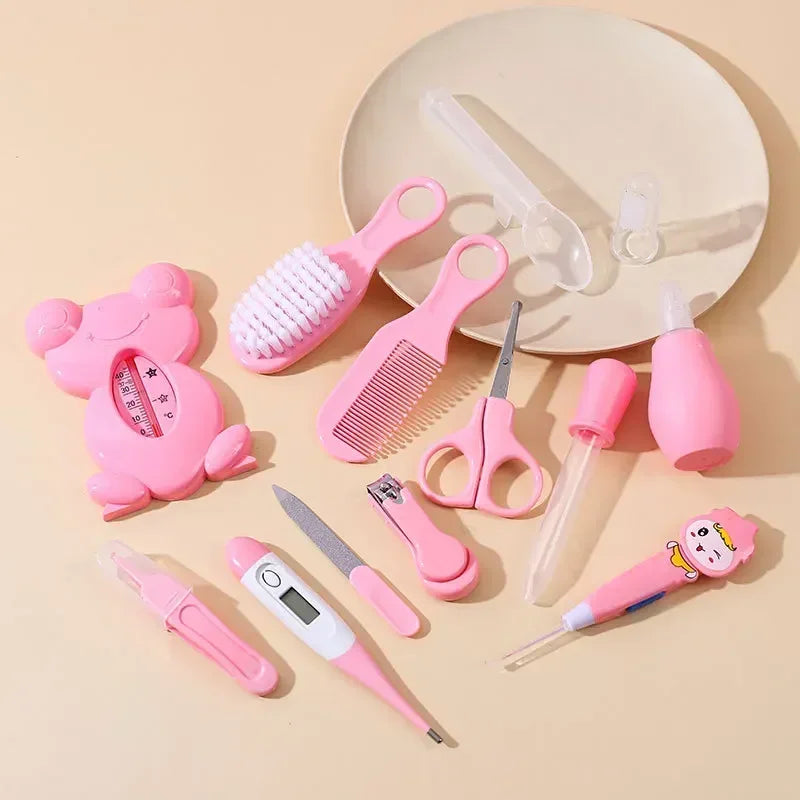 Baby Kit - 13PCS Wash Brush Thermometer Nail Clipper for Newborn Care Essentials Set with Hair Healthcare