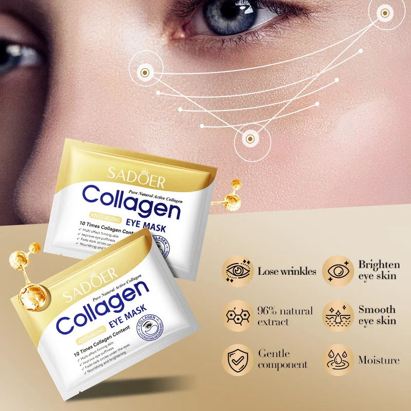 Collagen Eye Mask Firming Lifting Eye Patches Anti Dark Circles Eye Bags Fade Fine Lines Hyaluronic Acid Moisturizing Skin Care