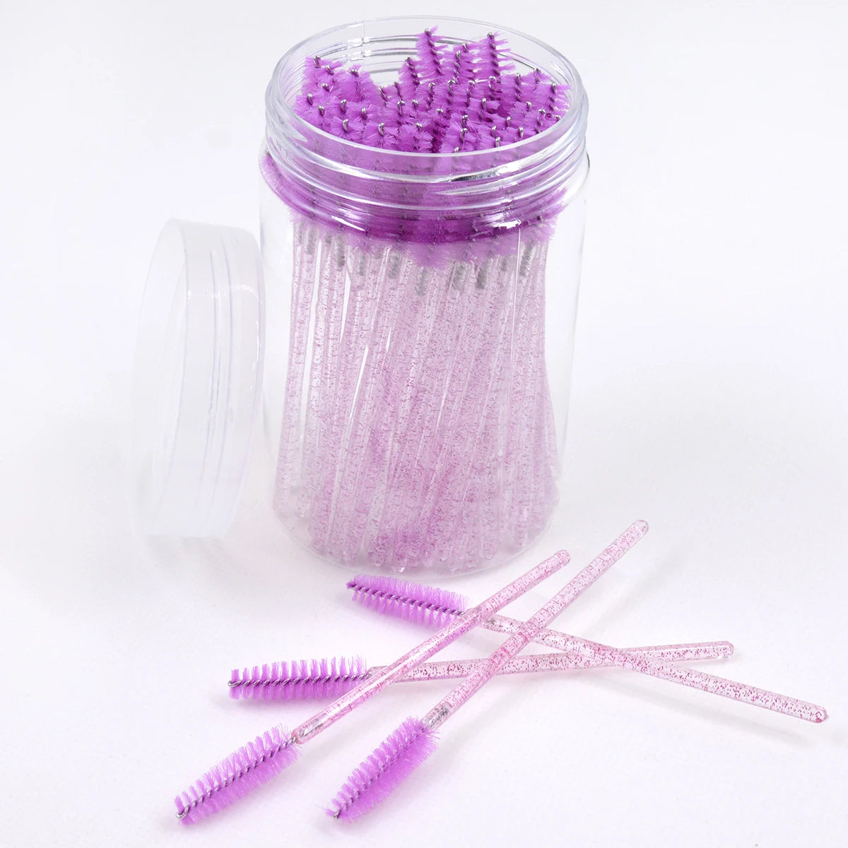 50pcs Crystal Eyelash Brushes With Contianer Disposable Lash Mascara Wands In Case Micro Makeup Applicators  Beauty Tools