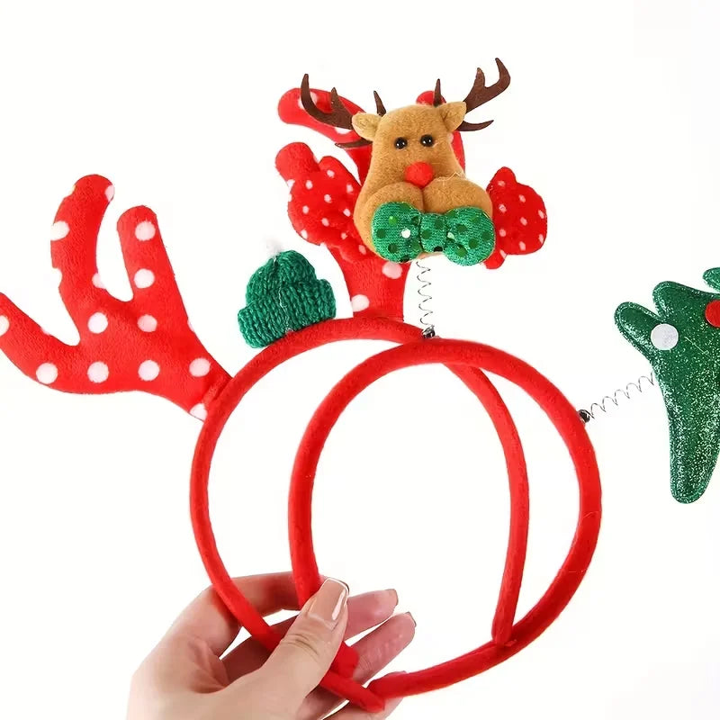 A Set of 11 Christmas Reindeer Hair Bands, Cute Plastic Hair Clips, Holiday Party Decorations, Women's Fashionable Hair