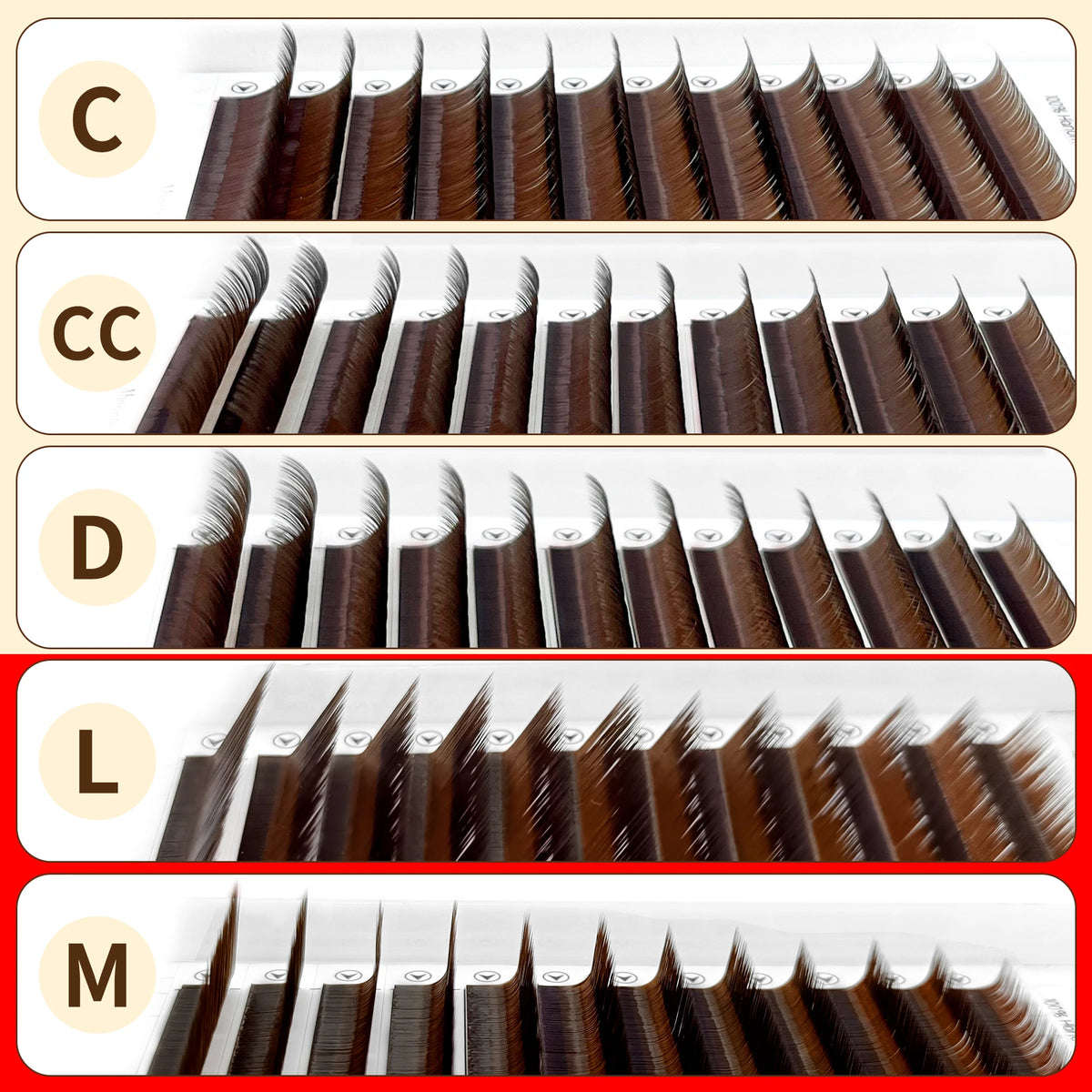 Abonnie L M Curl Brown Classic Individual Eyelashes Russian Volume Lashes
