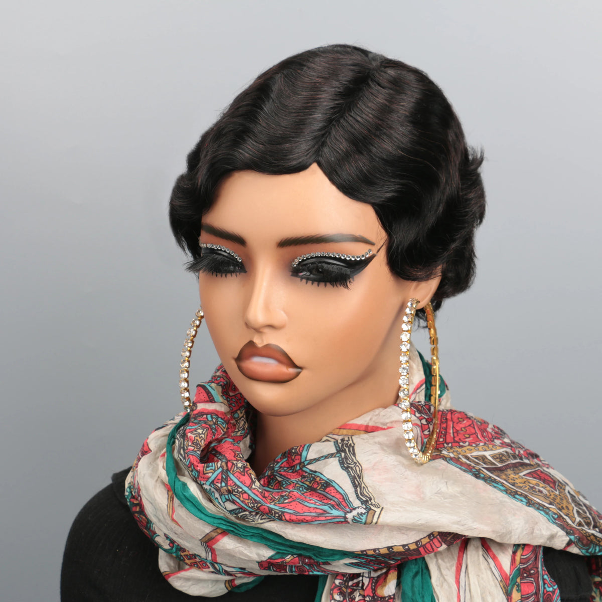 Short Wigs Human Hair Vintage Ocean Finger Wave Pixie Cut Wig for Black Women Glueless Costume Wigs Layered Machine Made No Glue