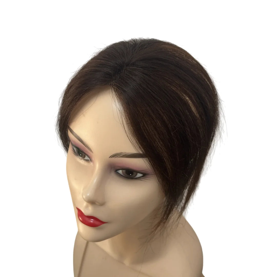 Invisible Human Hair Topper With Bangs Magic Tape Design Handmade Forehead Hairline Lace No Clips Bangs New Style