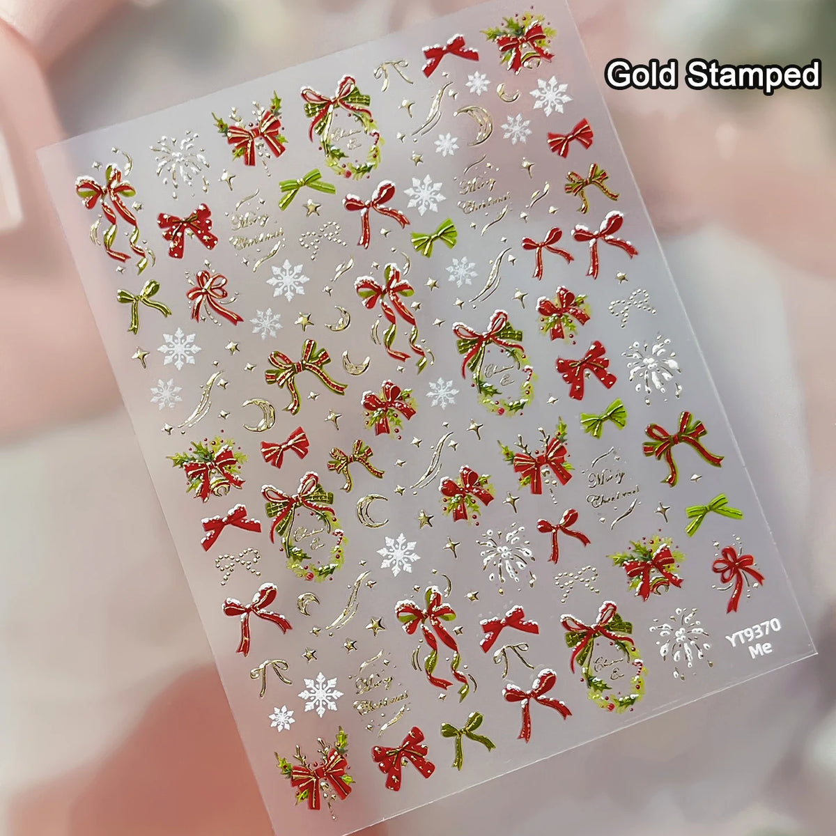 Christmas Wreath Snowman Xmas Tree Bowknot Snowflakes Gingerbread Man Bear Star Bell Apple Nail Art Charms Stickers Phone Decals