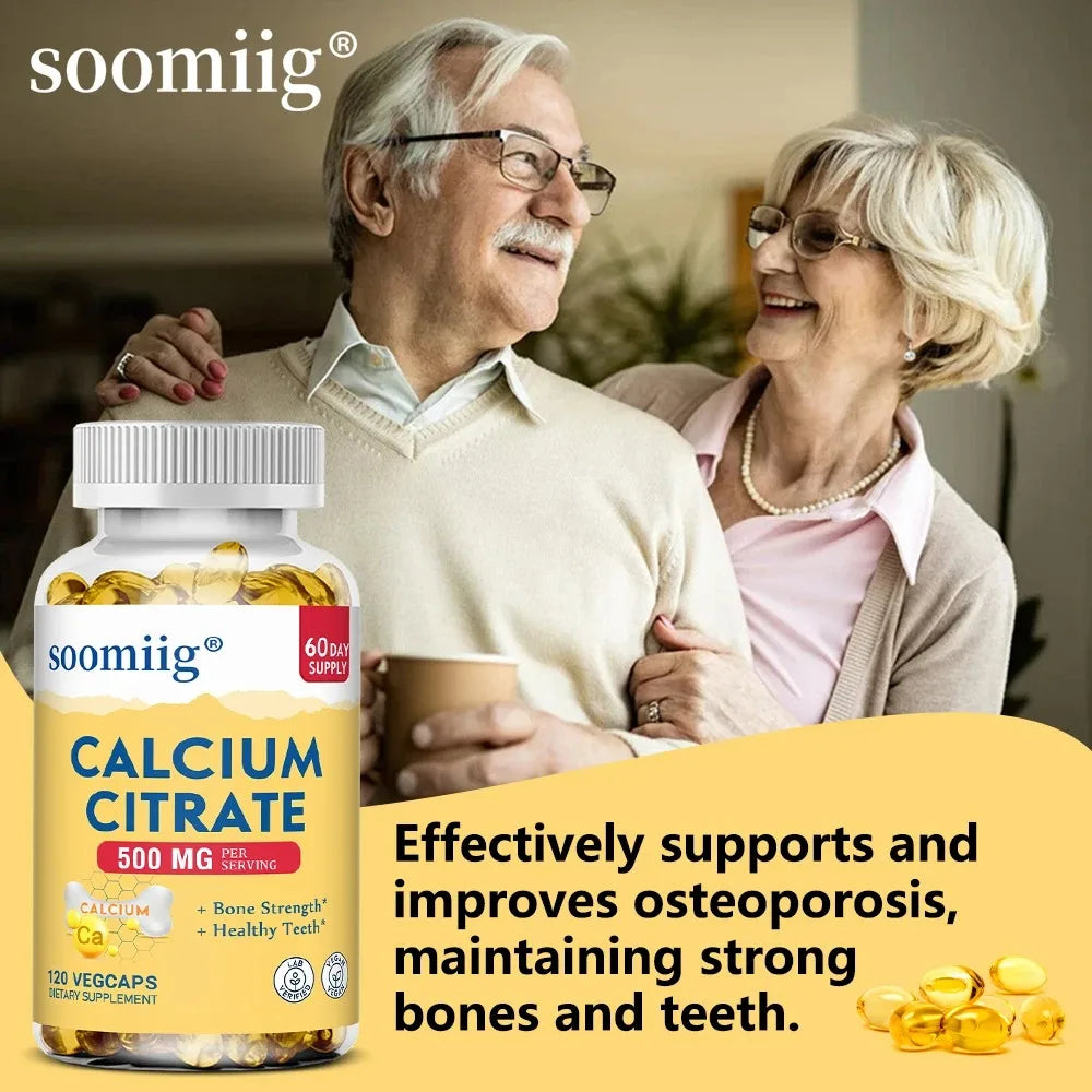 Calcium Citrate 500 Mg Per Serving Strengthens Bone, Teeth Health, Support Mobility & Flexibility, 120 Capsules, Non-GMO
