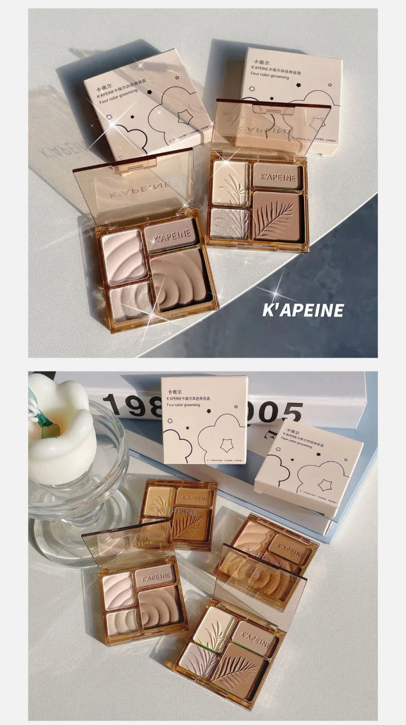 4Colors Matte Highlighter Contour 3D Facial Bronzer Brightening Glitter Highlight Palette Eye Shadow Nose Powder Makeup Cosmetic
