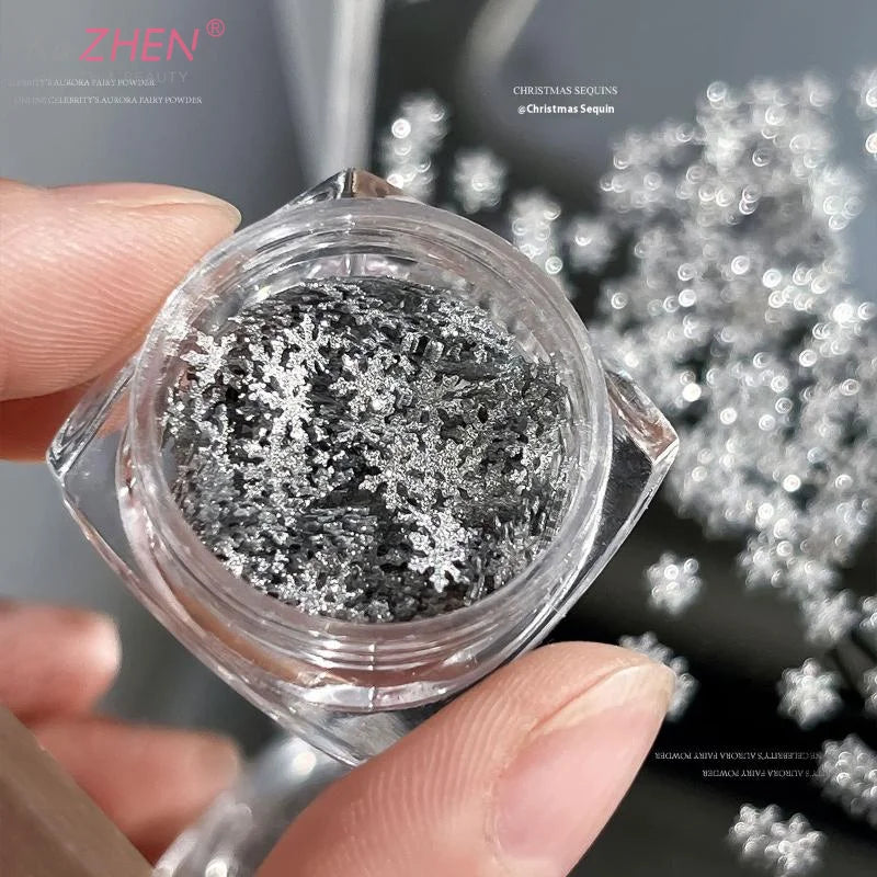 Snowflakes Winter Nail Sequins Sparkling Christmas Flakes Spangles Nail Art Decoration Sticker Tips Nail Charm Manicure Salon