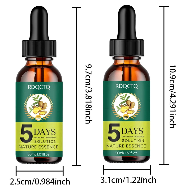 5-Day Ginger Hair Serum | Natural Nourishing Essence | Frizz Control & Shine Boost | Hair Care Treatment