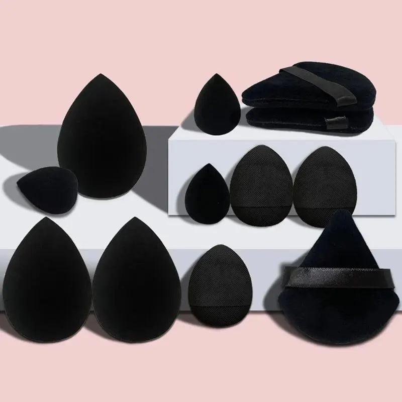 Solid Color 12PCS Makeup Sponge Set, Loose Powder and Finger Catching Thumb Puff Cotton Mini Powders Puffs Soft Makeups Eggs Set