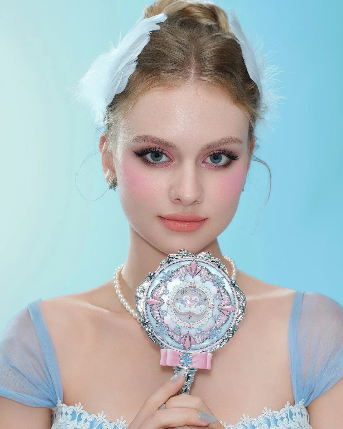Flower Knows Snow Ballet Hand Mirror Fairytale Portable Makeup Mirror,Cute Collectible Cosmetic Mirror for Purse & Travel