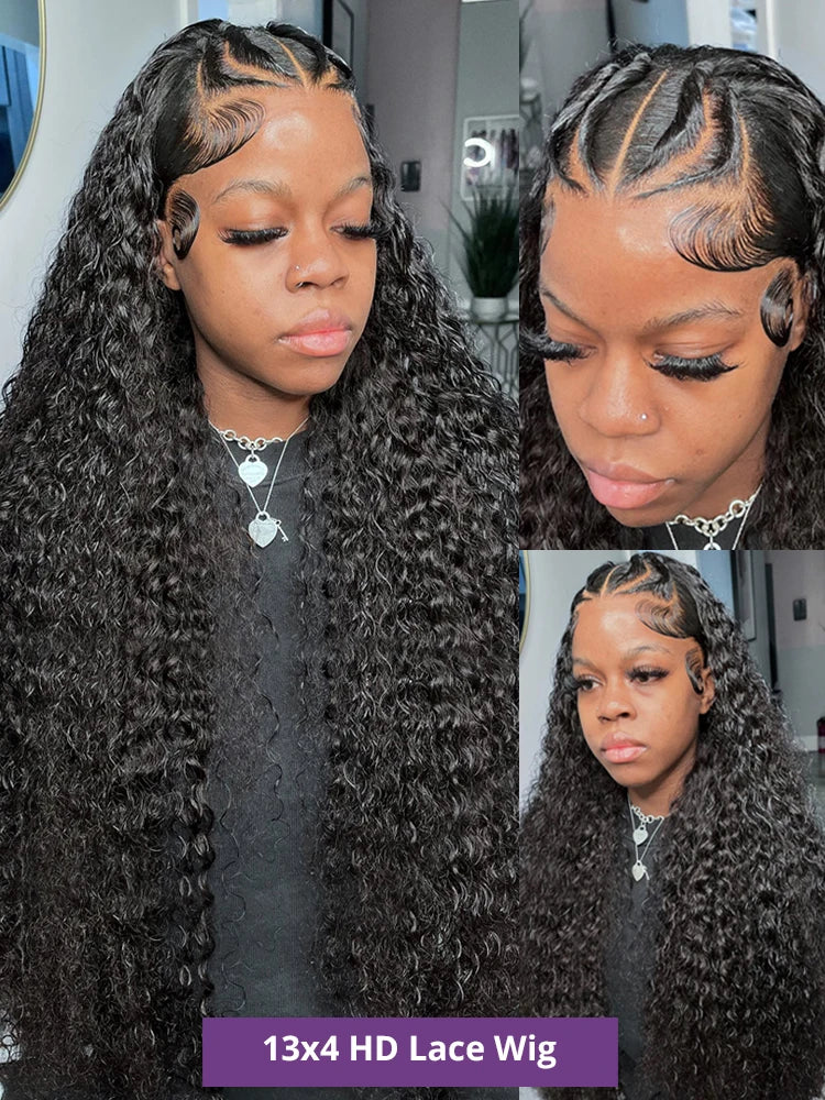 30 40 42 Inch Water Deep Wave 13x4 13x6 Hd Lace Frontal Wigs Human Hair 360 Full Lace Front Wig Curly Human Hair Wigs For Women